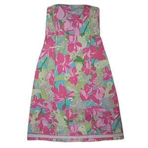 Lilly Pulitzer Franco Birdie Cotton Strapless Dress 10